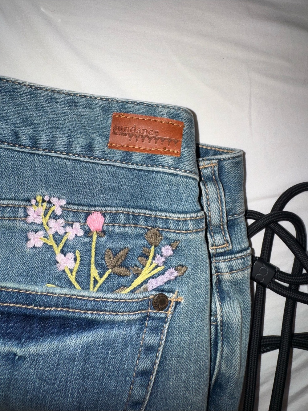Sundance Blue Skinny Jeans with Floral Embroidery - Picture 4 of 7
